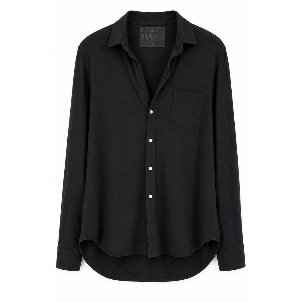 Frank & Eileen Tee Lab Eileen Relaxed Button Up Shirt Black Cotton Jersey S